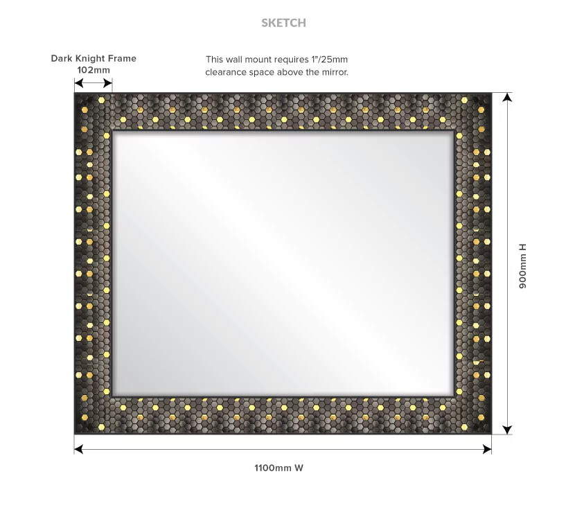 Sketch of Dark Night frame with its detailed measurement.